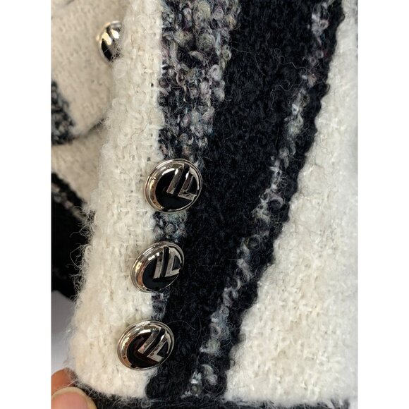 NWT Chenny S Boucle Striped Tweed Blazer Jacket Metallic Buttons RDD10665 - Picture 5 of 8
